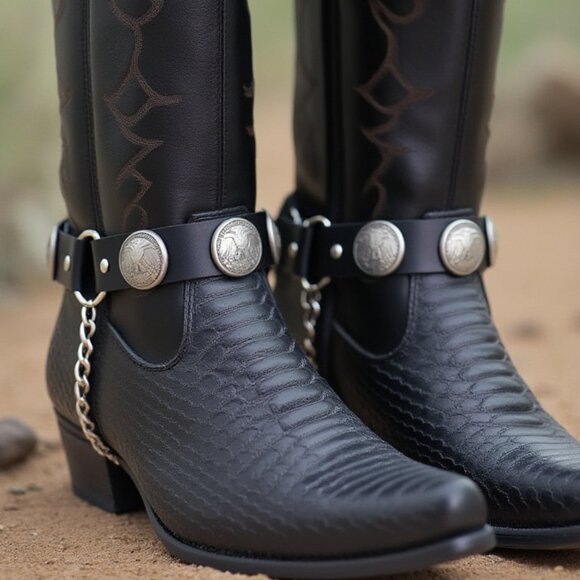 New Men’s Biker Boot Chains – American Eagle Charms Heavy Silver Chain Straps - Picture 13 of 17